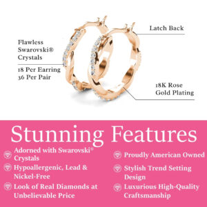 Cate & Chloe Lauren Hoop Earrings with Swarovski Crystals for Women